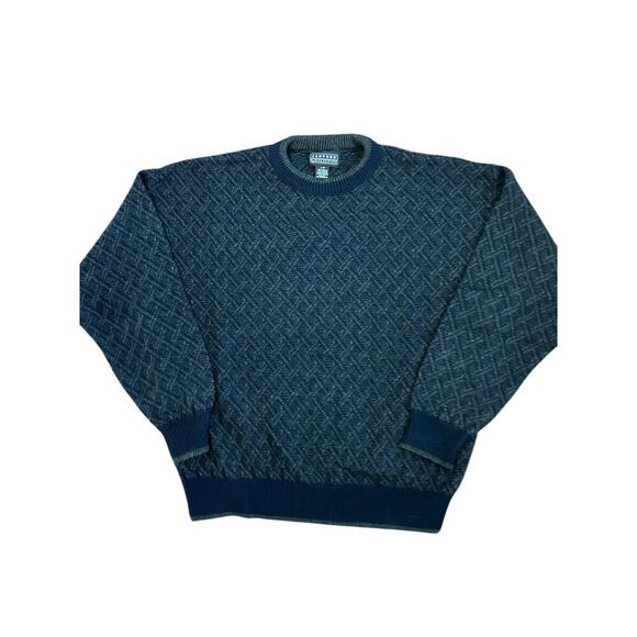 VTG 90s Y2K Jantzen Classics Gray Black Grandpa Sweater Diamond Size Large - Picture 3 of 8